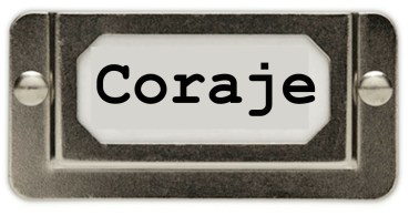 Courage File Drawer Label Isolated on a White Background.